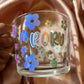 Personalised Retro Flower Glass Mug