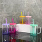 Blank Jelly Ombre Glass Mugs with Acrylic Lids - 17oz