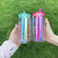 Custom Rainbow Reflective GLASS Can Tumbler