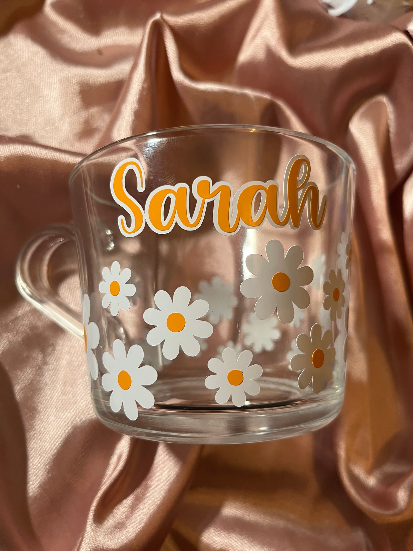 Personalised Daisy Flower Glass Mug