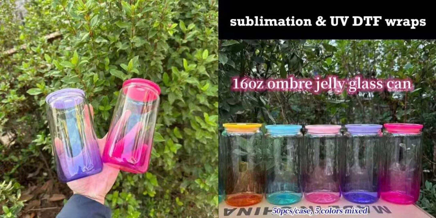 Custom Ombre Jelly GLASS Can Tumbler