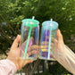 Custom Rainbow Reflective GLASS Can Tumbler