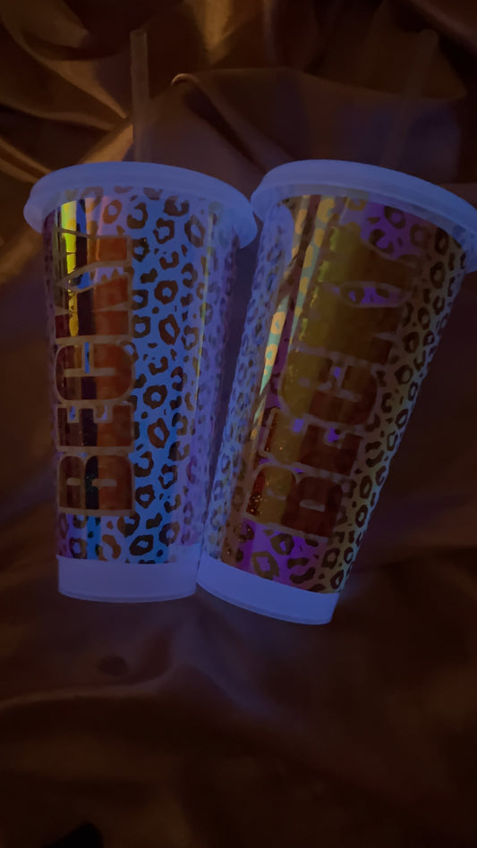 Glow in the Dark Leapord Print Cold Cup