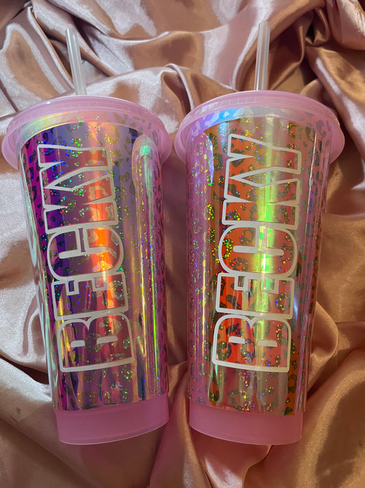 Glow in the Dark Leapord Print Cold Cup