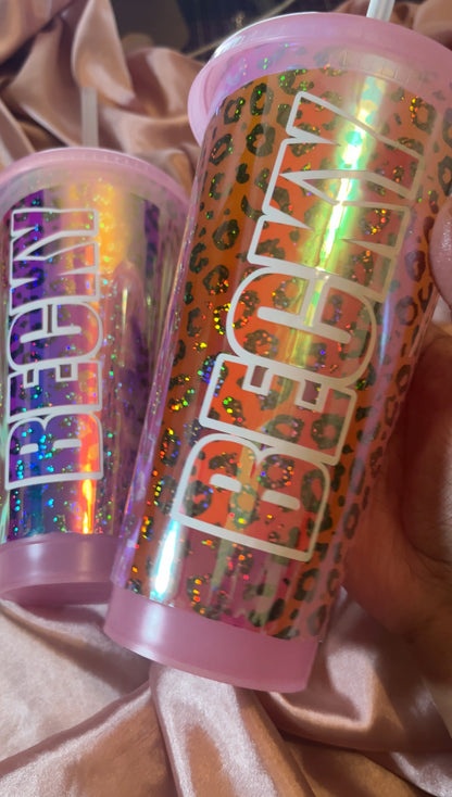 Glow in the Dark Leapord Print Cold Cup