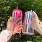 Custom Rainbow Reflective GLASS Can Tumbler