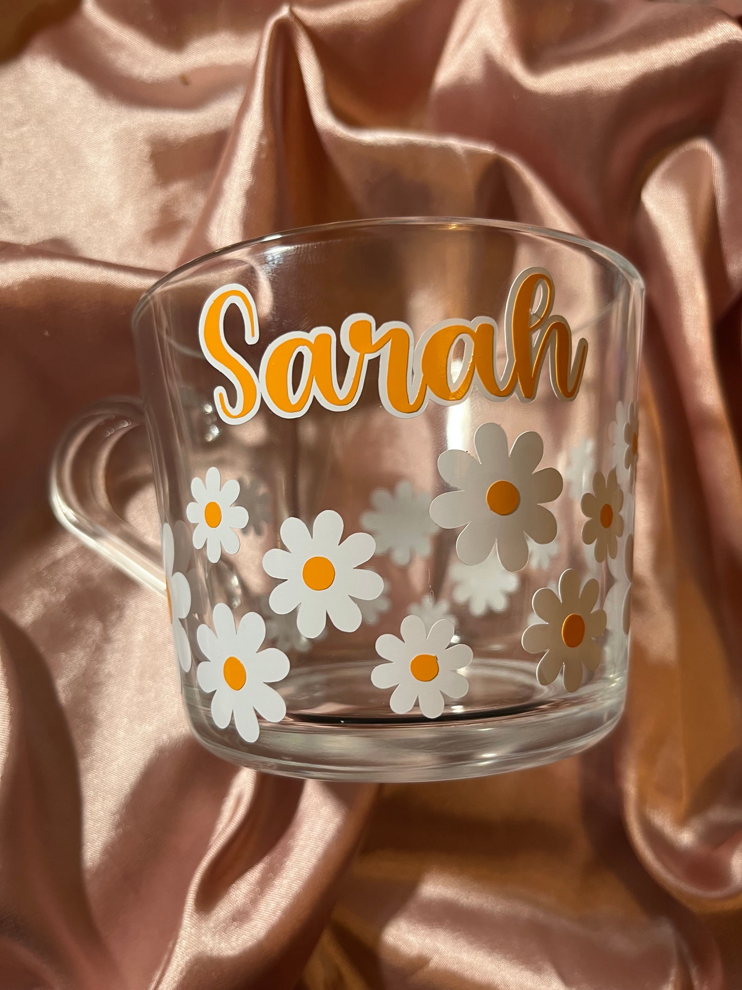 Personalised Daisy Flower Glass Mug