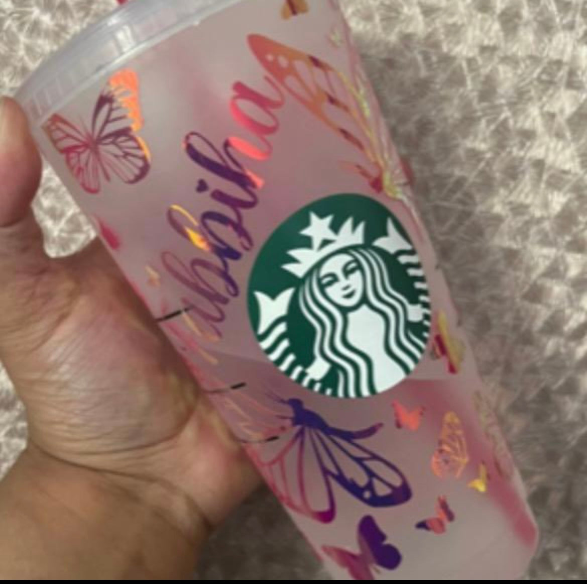 Butterfly Starbucks Cup |  Custom Tumbler with Straw