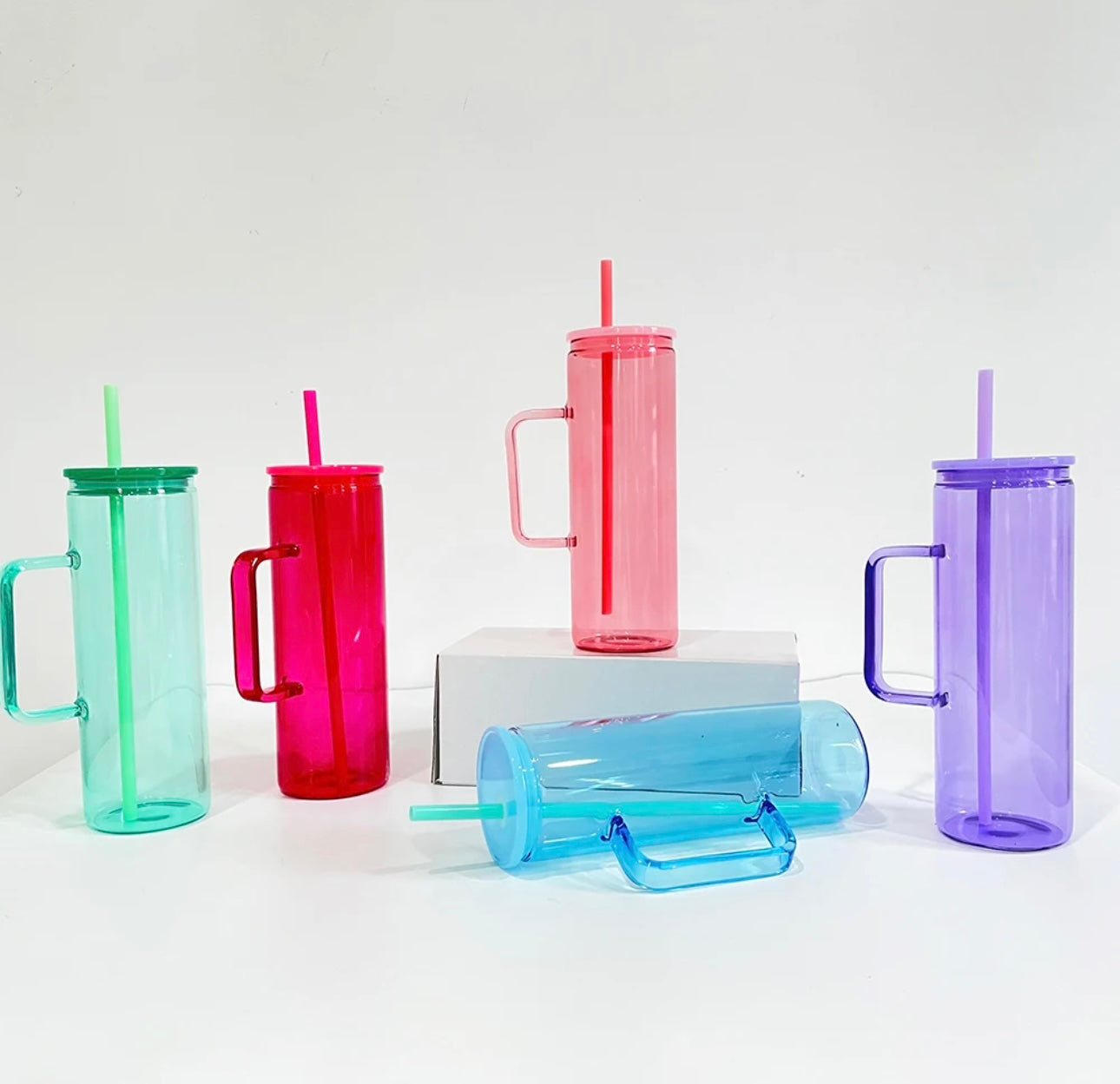 Custom Jelly GLASS Can Tumbler with Handle - 20oz