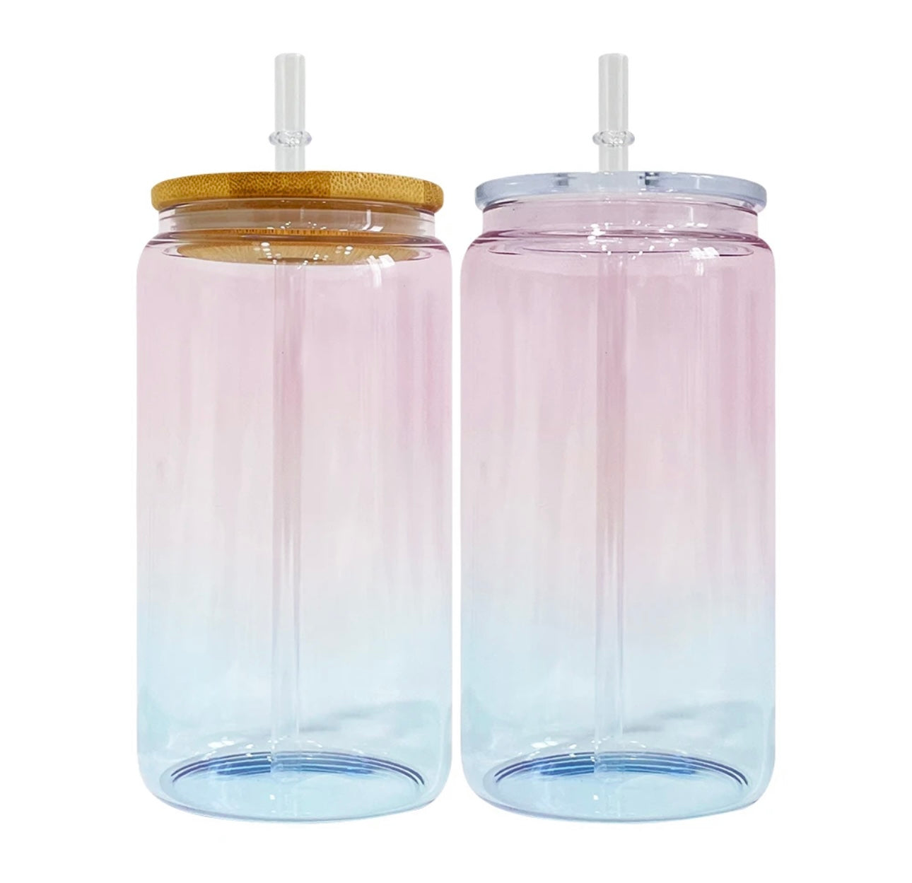 Custom Blue Pink Ombre GLASS Can Tumbler