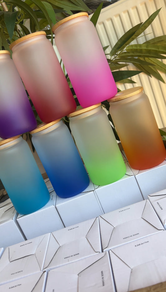 Custom Frosted Ombre GLASS Can Tumbler