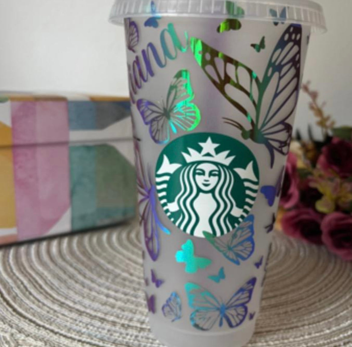 Butterfly Starbucks Cup |  Custom Tumbler with Straw