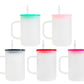 Blank Frosted Glass Mugs with Acrylic Lids - 17oz