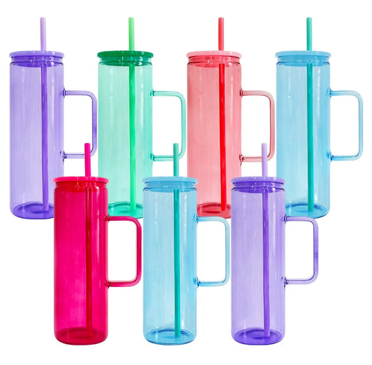 Custom Jelly GLASS Can Tumbler with Handle - 20oz