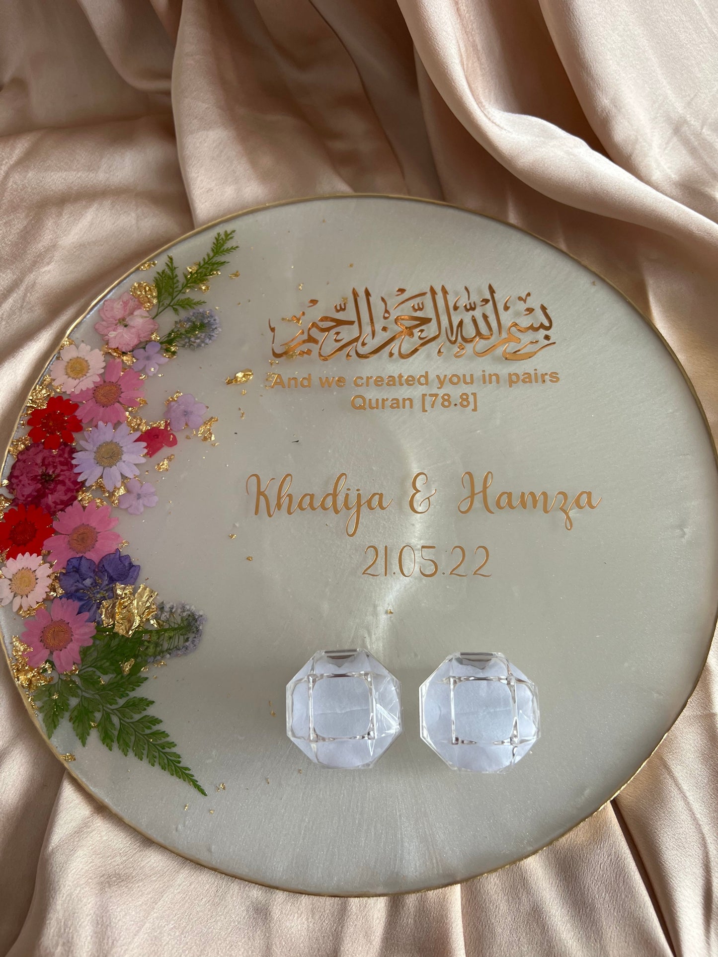 Round Floral Ring Plate | Wedding Plate | Nikkah Plate