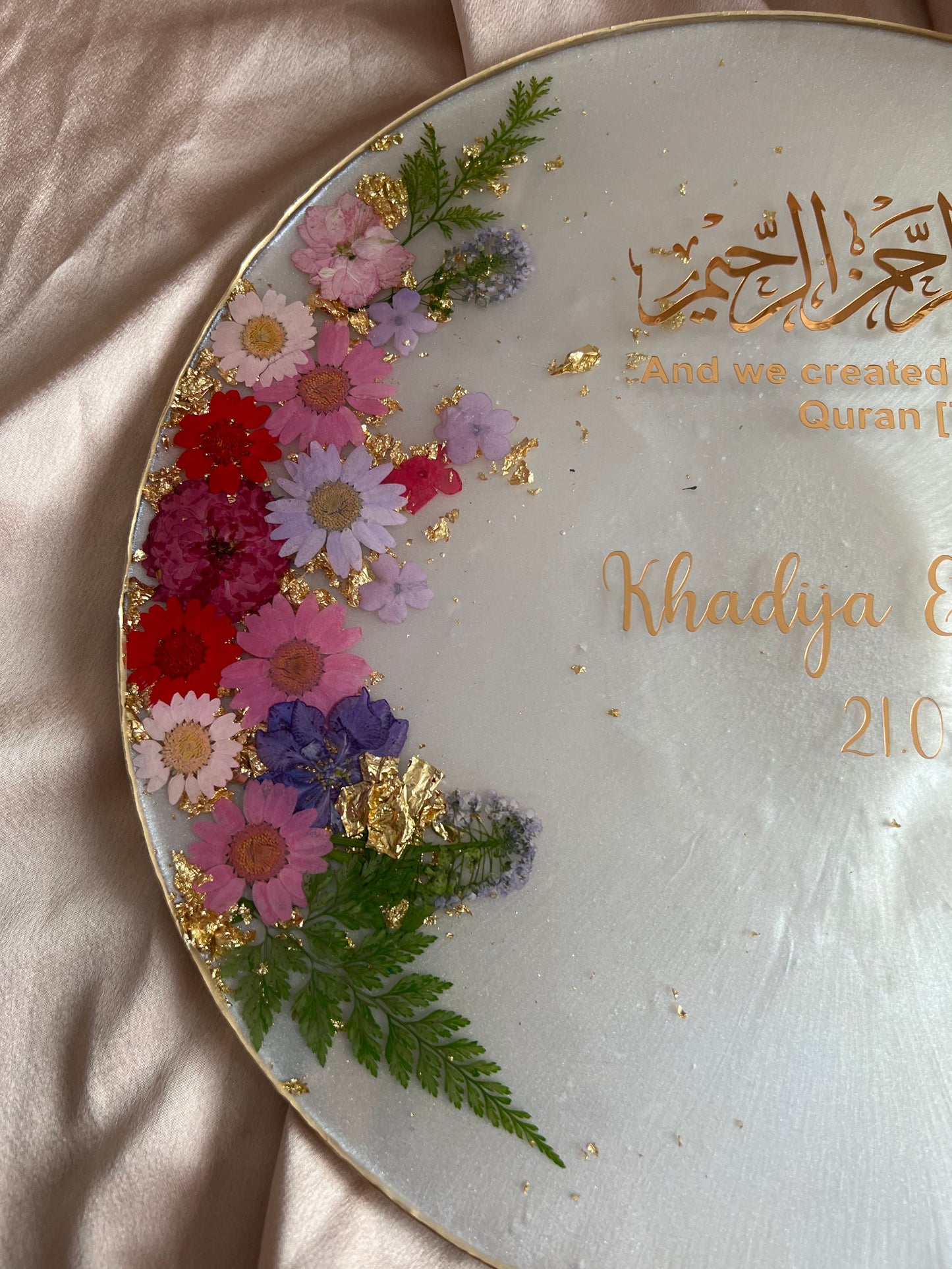 Round Floral Ring Plate | Wedding Plate | Nikkah Plate