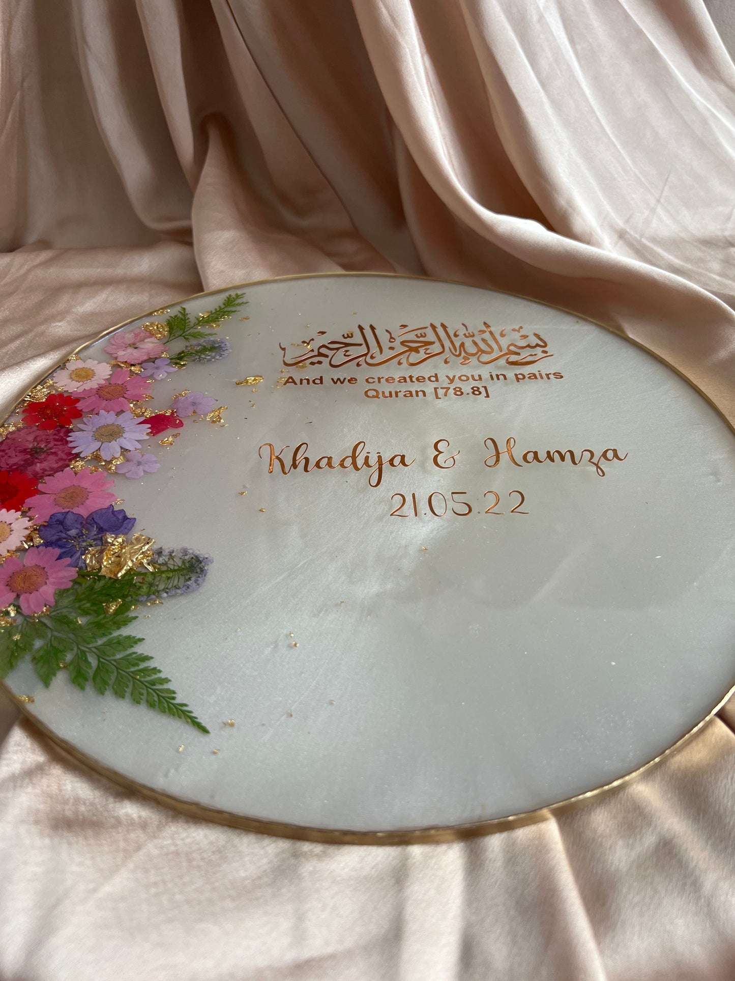 Round Floral Ring Plate | Wedding Plate | Nikkah Plate