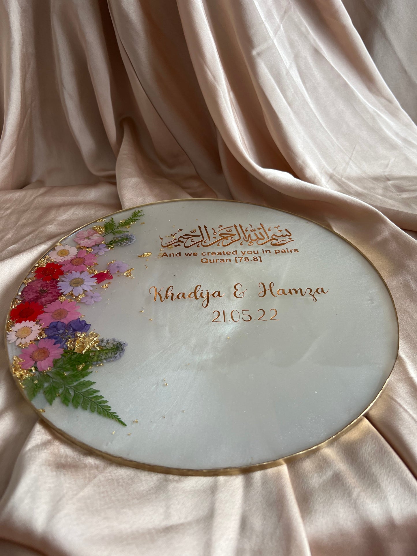 Round Floral Ring Plate | Wedding Plate | Nikkah Plate