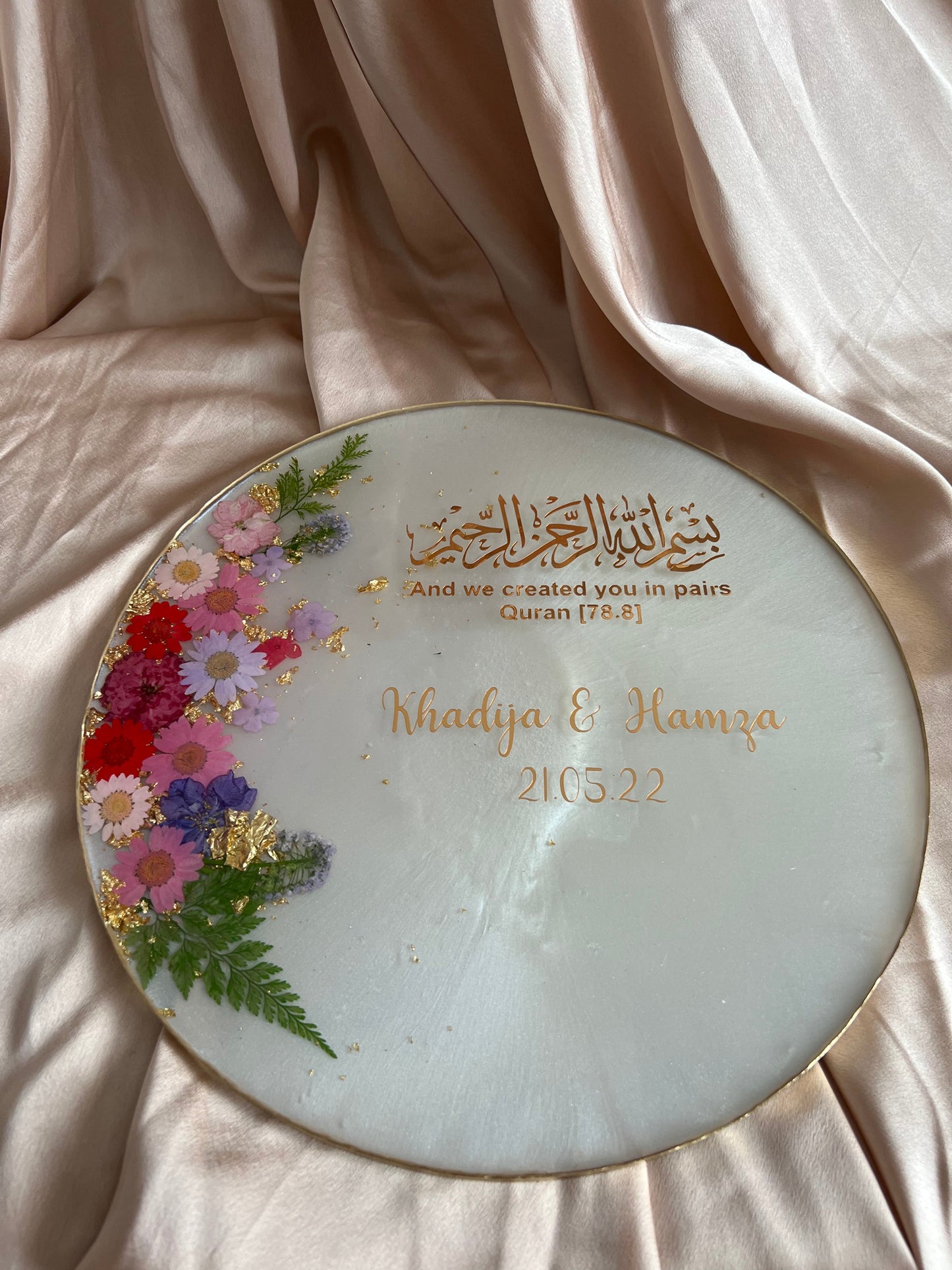 Round Floral Ring Plate | Wedding Plate | Nikkah Plate