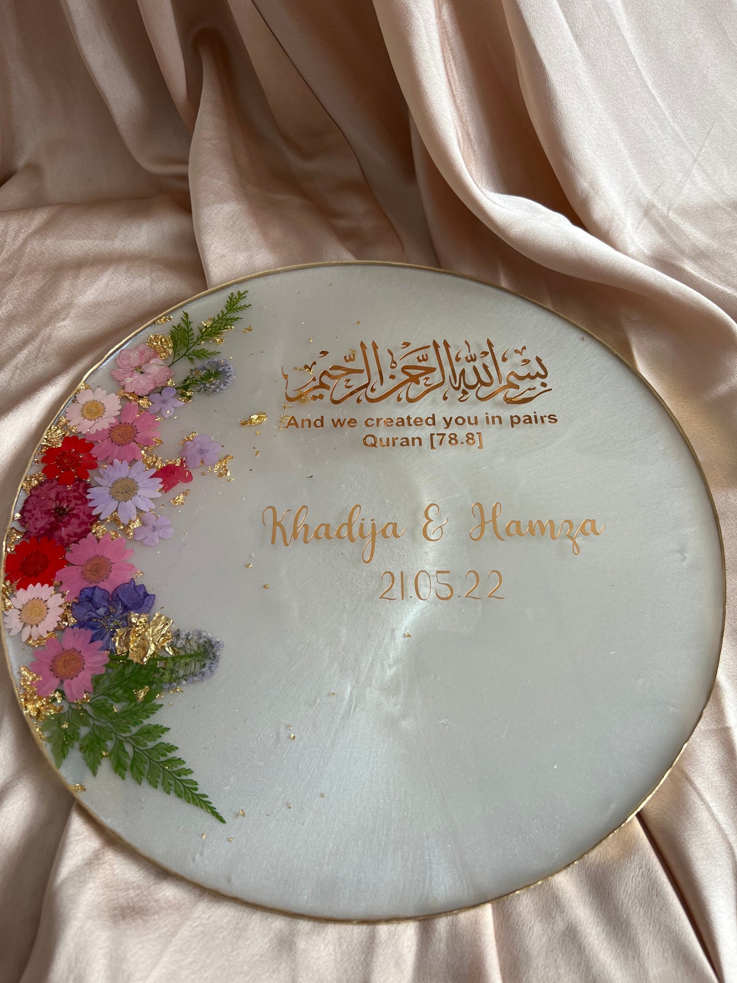 Round Floral Ring Plate | Wedding Plate | Nikkah Plate