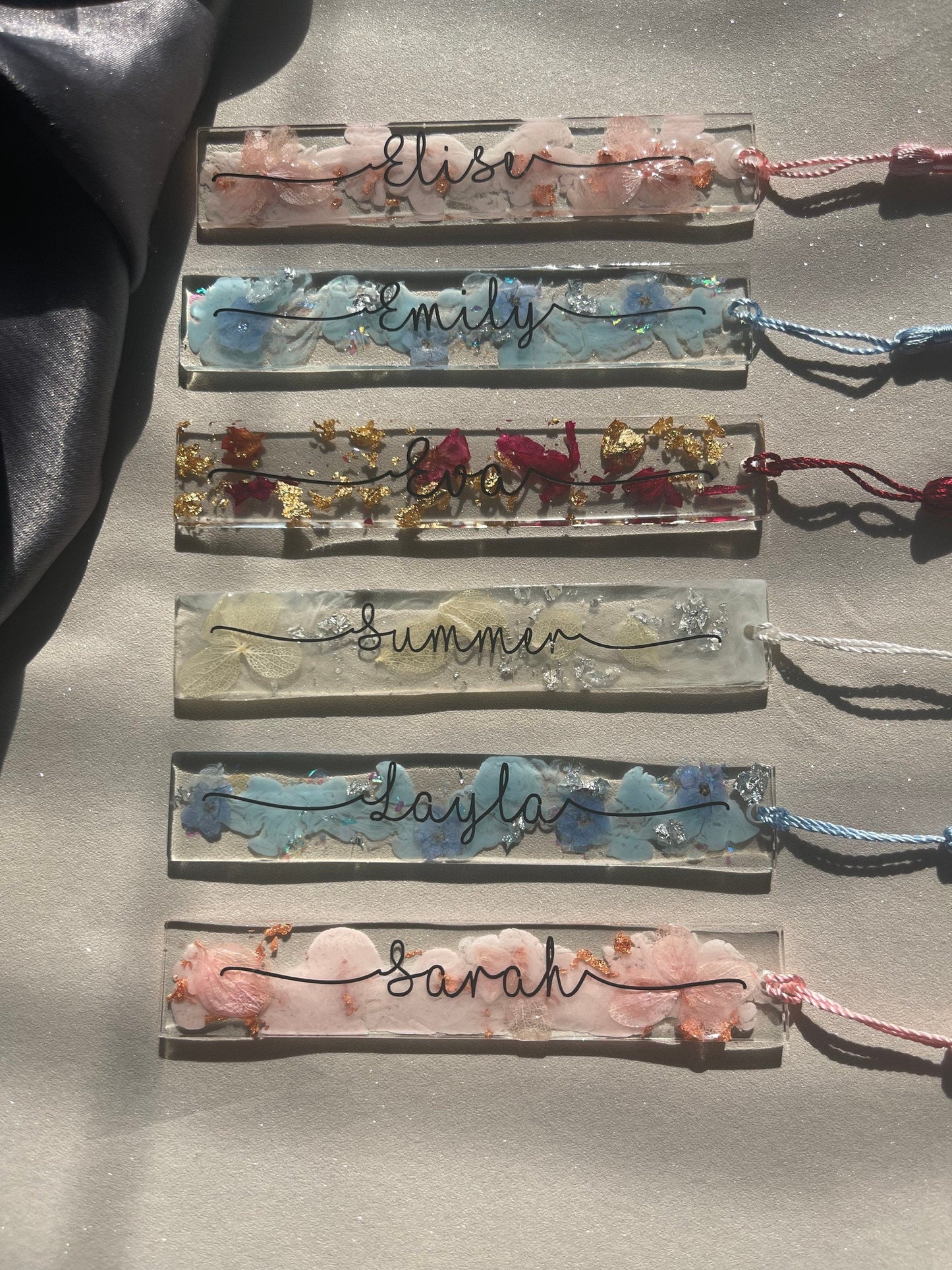 Custom Floral bookmark | Name | Personalised | Flowers | Hand made  | Gift | Present | Custom |  | Reading | Rose Petals | Hydrangea Petals