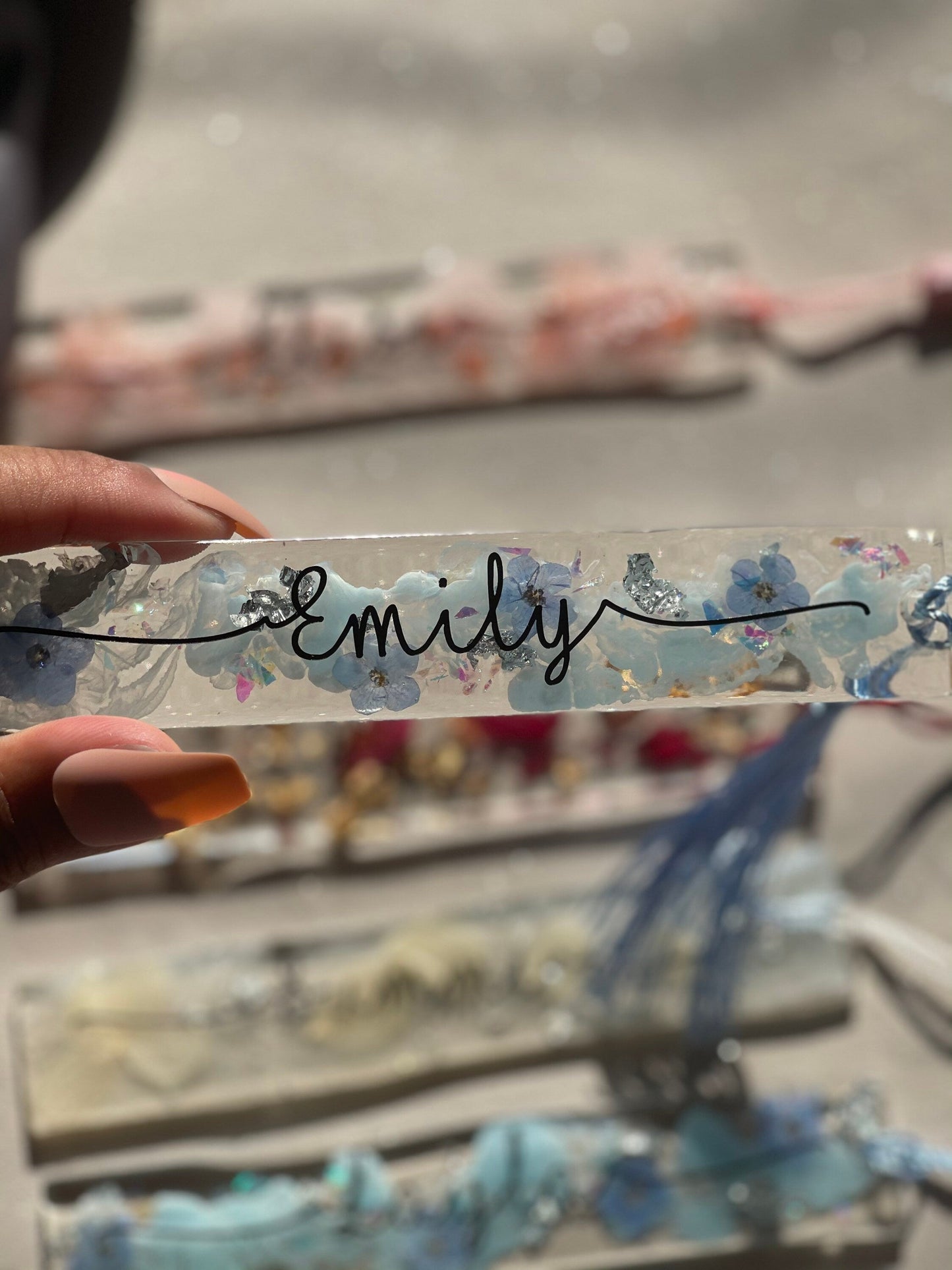 Custom Floral bookmark | Name | Personalised | Flowers | Hand made  | Gift | Present | Custom |  | Reading | Rose Petals | Hydrangea Petals