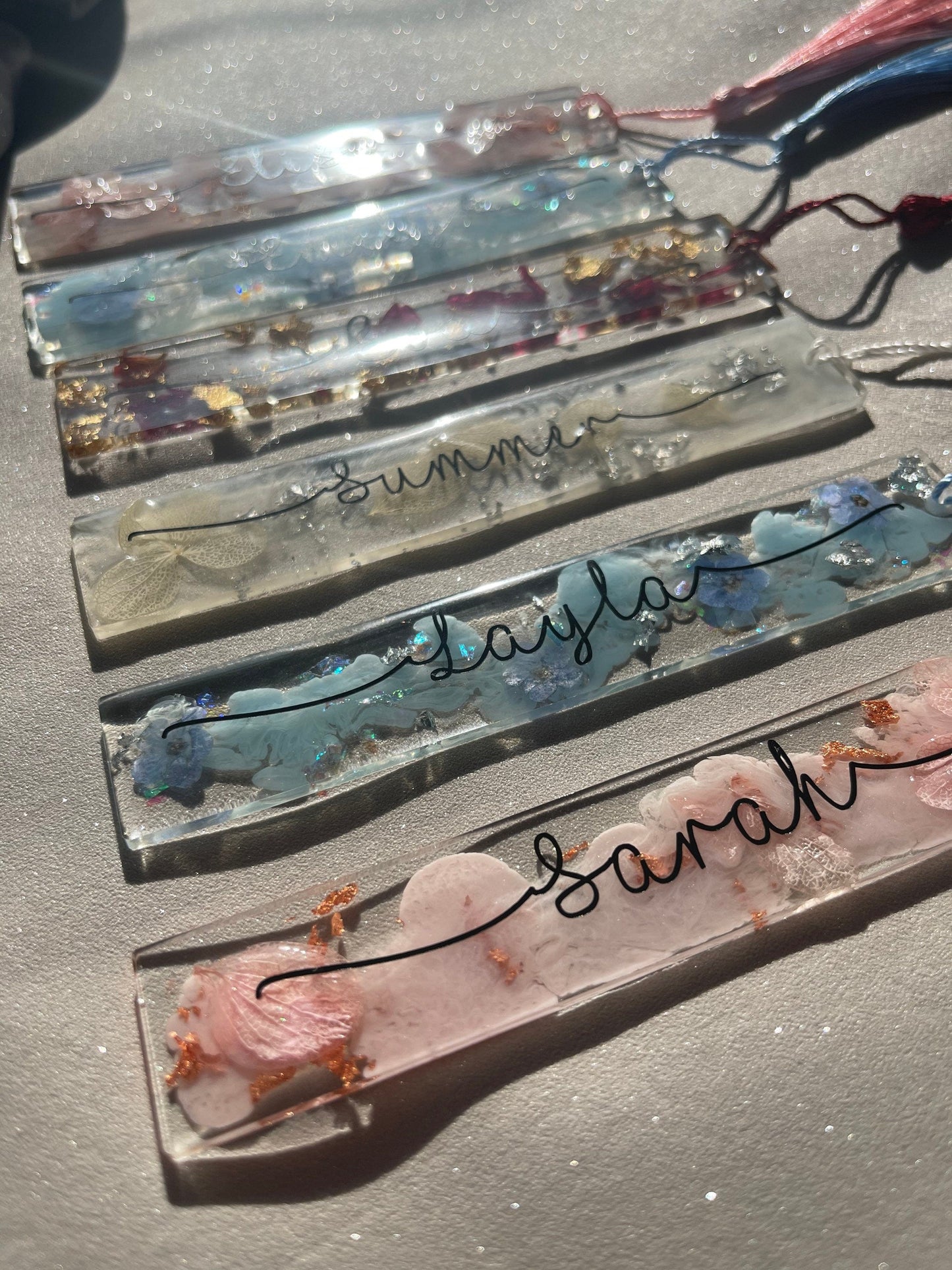 Custom Floral bookmark | Name | Personalised | Flowers | Hand made  | Gift | Present | Custom |  | Reading | Rose Petals | Hydrangea Petals