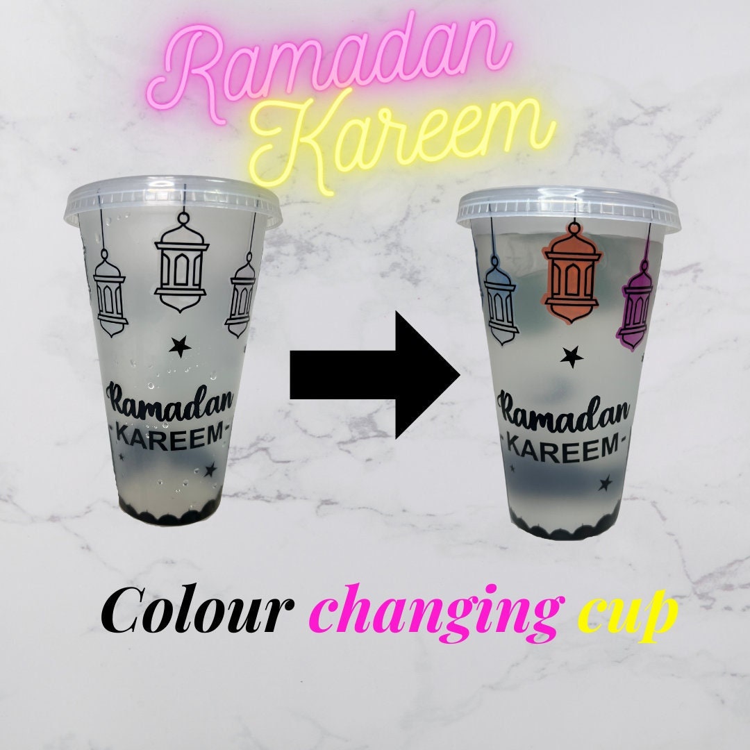 Colour Changing Ramadan Kareem Cold Cup |Tumbler | Straw | Custom | Reusable | Drinkware | Venti | Customisable | Islamic Design