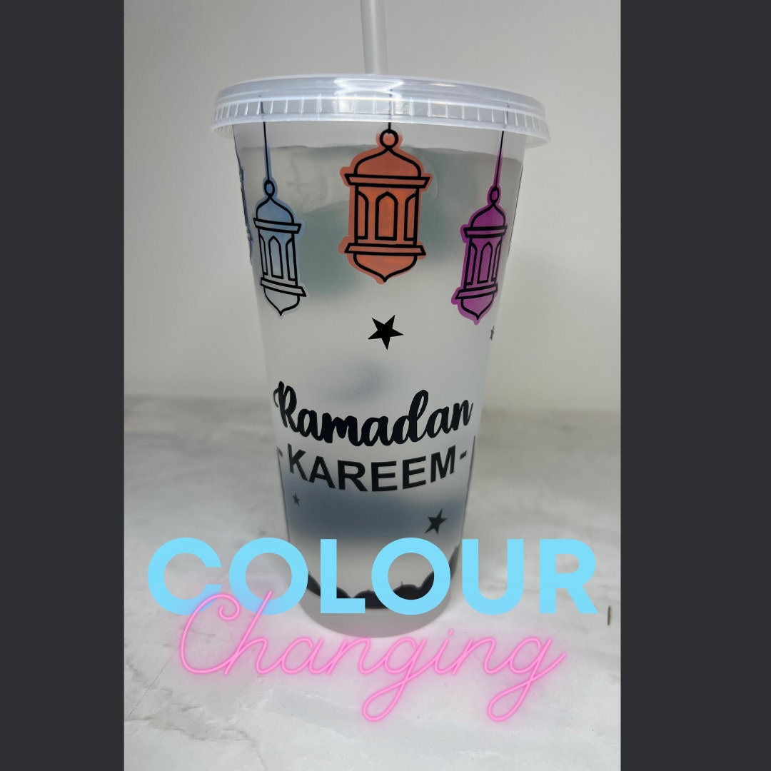 Colour Changing Ramadan Kareem Cold Cup |Tumbler | Straw | Custom | Reusable | Drinkware | Venti | Customisable | Islamic Design