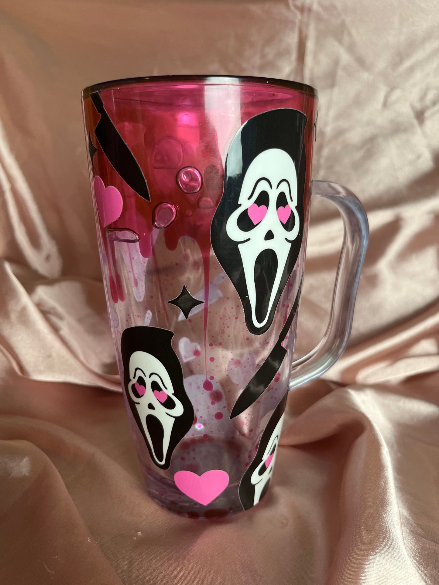 Hot Pink Blood Drip Ghost Face Tumbler