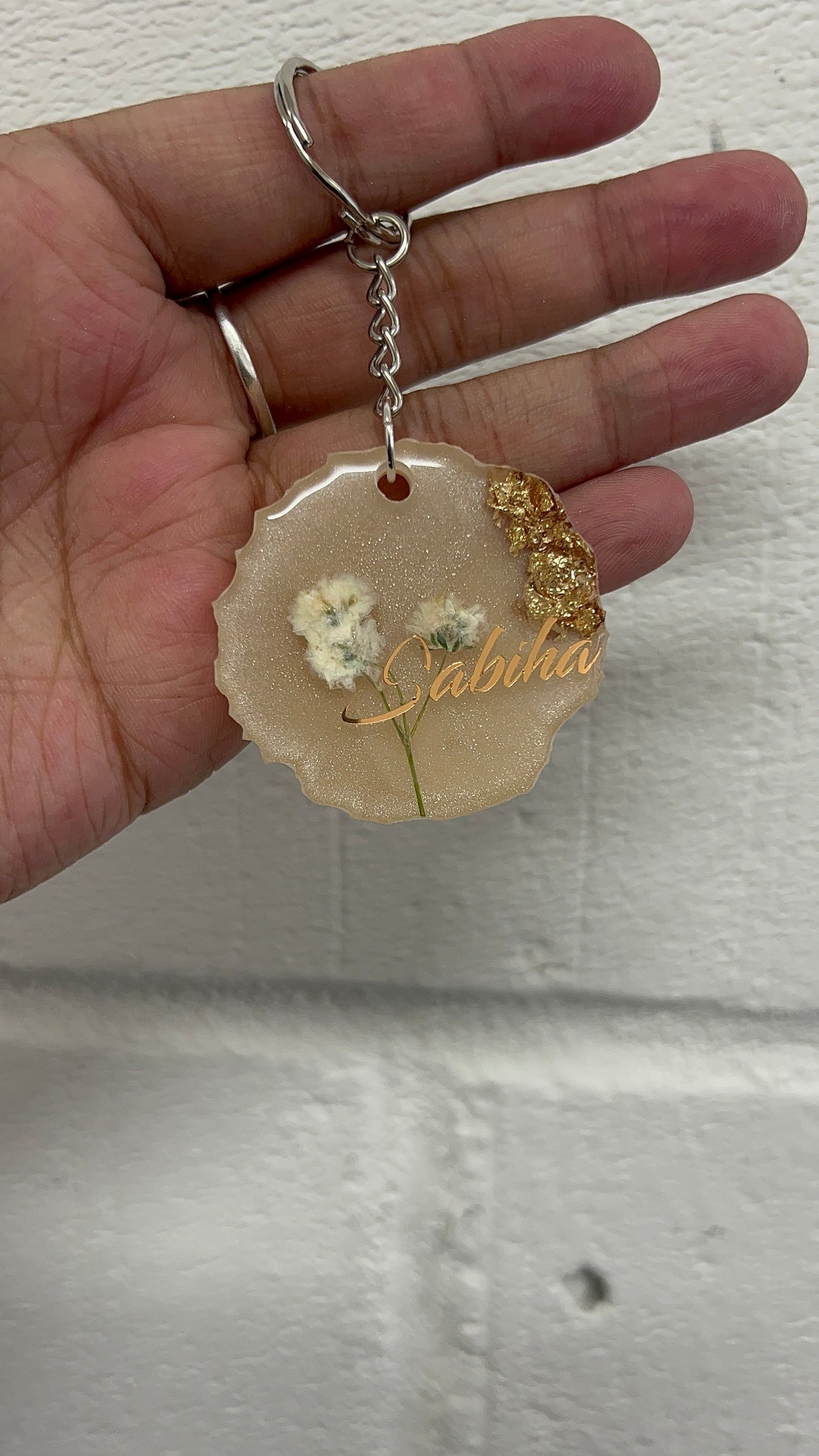 Handmade custom gypsophila key rings | name | any colour | gift | Mother’s Day | birthday | keychain | gifts for her