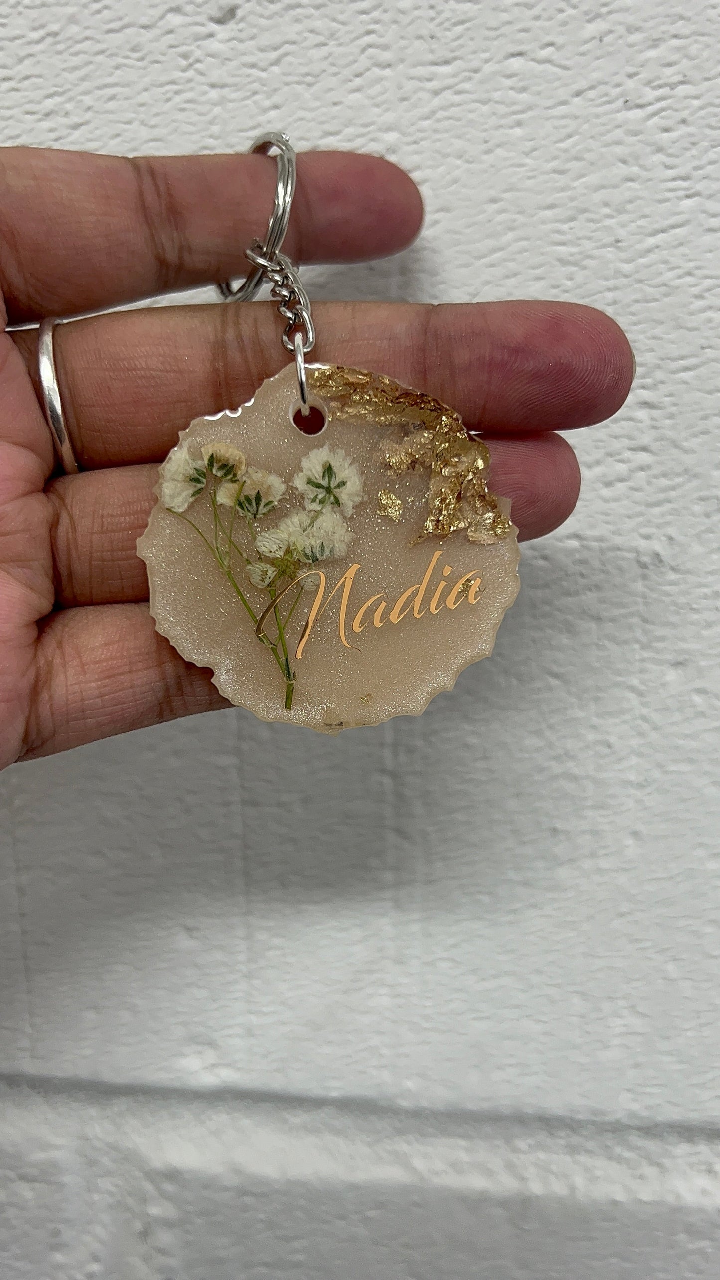 Handmade custom gypsophila key rings | name | any colour | gift | Mother’s Day | birthday | keychain | gifts for her