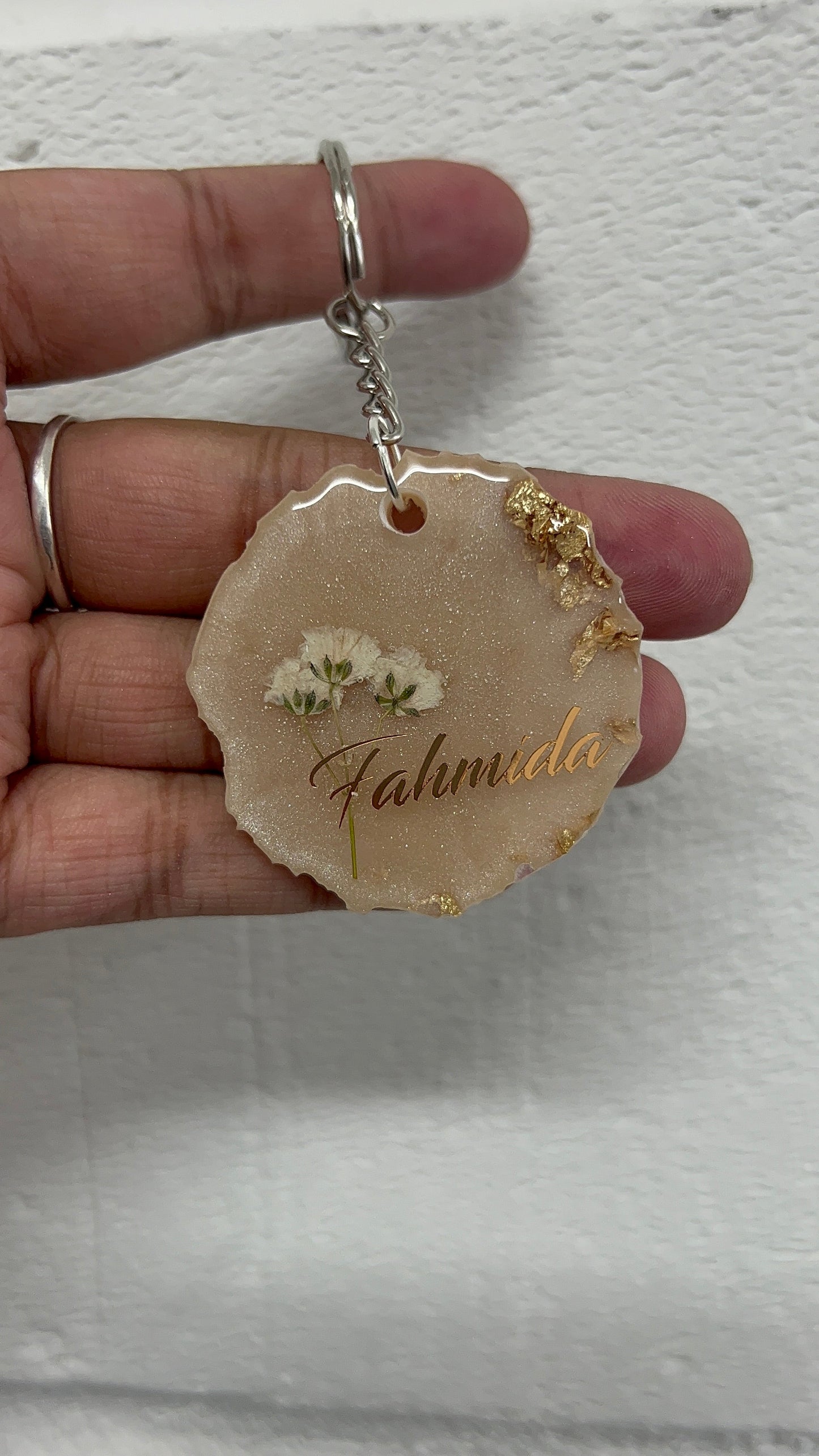 Handmade custom gypsophila key rings | name | any colour | gift | Mother’s Day | birthday | keychain | gifts for her